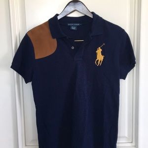 Vintage navy Ralph Lauren Polo w shoulder design